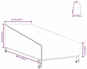 vidaXL Κάλυμμα Επίπλων Εξωτερικού Χώρου 203 x 81 x 63 εκ.
