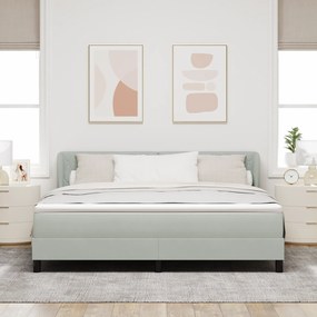 vidaXL Κρεβάτι Box Spring με Στρώμα  Γκρι ανοιχτό 180x200 εκ. Βελούδο