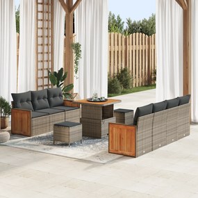 vidaXL Σετ Καναπέ Κήπου με μαξιλάρι 10 pcs Γκρι 80 x 80 x 71 cm
