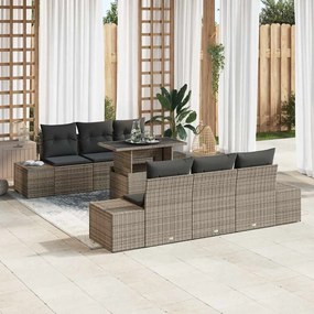 vidaXL Σετ Καναπέ με μαξιλάρι 7 pcs Γκρι συνθετικό ρατάν