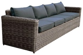 ARIZONA 4Θέσιος Καναπές Κήπου ALU, 4mm Half-Round Wicker Grey Brown, Μαξιλάρια Ανθρακί 252x77x73cm Ε6734,5