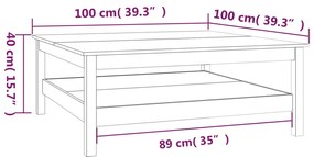 vidaXL Τραπεζάκι Σαλονιού Λευκό 100x100x40 εκ από Μασίφ Ξύλο Πεύκου