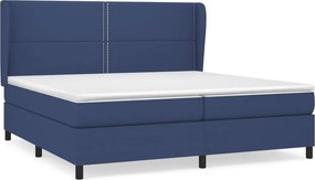 vidaXL Κρεβάτι Boxspring με Στρώμα Μπλε 200x200 εκ. Υφασμάτινο