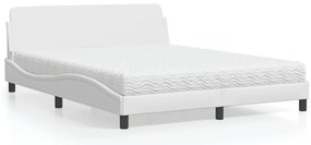 vidaXL Κρεβάτι με Στρώμα Dover Λευκό 160x200εκ.από Συνθετικό Δέρμα