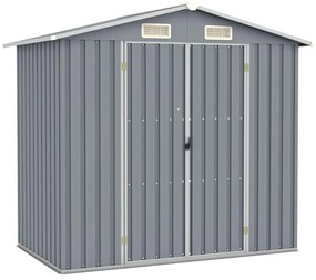 vidaXL Αποθήκη Κήπου Γκρι 205 x 129 x 183 εκ. από Γαλβανισμένο Ατσάλι