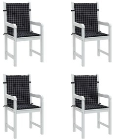 vidaXL Μαξιλάρια Καρέκλας με Χαμ. Πλάτη 4 τεμ. Μαύρο Καρό Υφασμάτινα