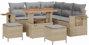 vidaXL Σετ Καναπέ Κήπου με μαξιλάρι 8 pcs Μπεζ συνθετικό ρατάν