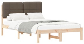 vidaXL Σκελετός Κρεβατιού με Επενδεδυμένο Κεφαλάρι Taupe 120 x 190 cm