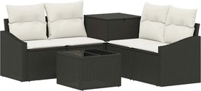 vidaXL Σετ Καναπέ 6 τμχ. Μαύρο και Κρεμ Λευκό 55 x 55 x 37 εκ