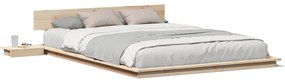 vidaXL Κρεβάτι Πλατφόρμα με Κομοδίνα 140x200cm Μασίφ Ξύλο