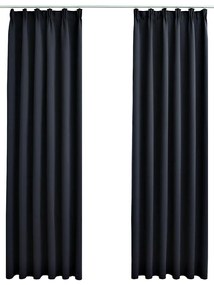 vidaXL Κουρτίνες Συσκότισης με Γάντζους 2 τεμ. Ανθρακί 140 x 245 εκ.