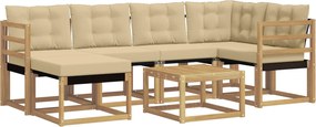 vidaXL Σειρά Καναπέ Εξωτερικού με μαξιλάρι 7 pcs Λευκό και Μπεζ