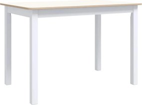 vidaXL Τραπεζαρία Λευκή/Καφέ 114x71x75 εκ Μασίφ Ξύλο Καουτσουκόδεντρου