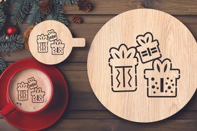 Σετ των 2 Intra απο ξύλο plywood 3mm-4mm πάχος Χριστουγεννιάτικο στένσιλ καφέ με λέιζερ Δίασταση 15x15 cm INTRAFABR-108529417