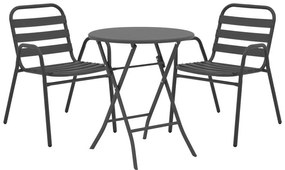 Σετ κήπου Τραπεζαρία Albero - Sussie σετ 3 τεμ. πτυσσόμενο μέταλλο ανθρακί Φ60x70 εκ. 60x60x70 εκ.