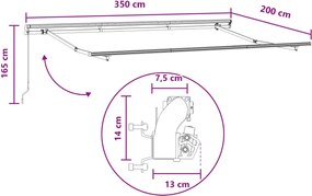 vidaXL Αναδιπλούμενη τέντα Άμμος 3,5 x 2 m ύφασμα