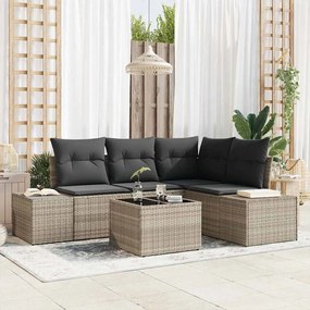 vidaXL Σετ Καναπέ Κήπου 5 pcs Ανοιχτό γκρι Πολυ ράταν