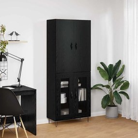 vidaXL Highboard 2 pcs Μαύρη Οξυά Μηχανική ξυλεία και γυαλί