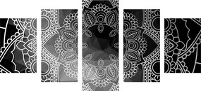 Εικόνα 5 τμημάτων ασπρόμαυρη Mandala