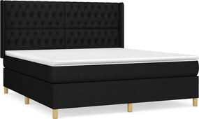 vidaXL Κρεβάτι Boxspring με Στρώμα Μαύρο 180x200 εκ. Υφασμάτινο