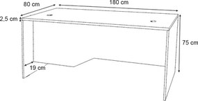 Γραφείο επαγγελματικό Venturo Megapap χρώμα λευκό 180x80x75εκ.