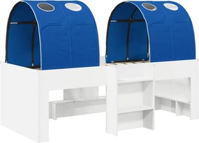 vidaXL Κρεβάτι με Σήραγγα 3 τεμ. Λευκό και Μπλε Επεξεργασμένο Ξύλο