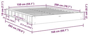 Πλαίσιο κρεβατιού χωρίς στρώμα 150x200 cm μασίφ ξύλο δρυς - Καφέ