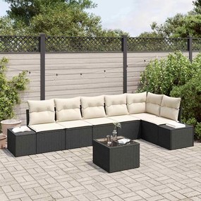 vidaXL Σετ Καναπέ Κήπου 7 pcs Καφέ, Κρέμα Πολυ rattan, βαμμένο ατσάλι