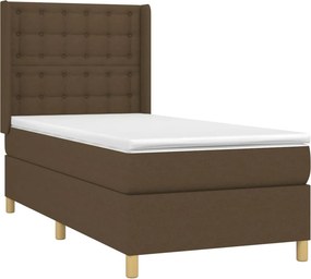 vidaXL Κρεβάτι Boxspring με Στρώμα Σκούρο Καφέ 90x190 εκ. Υφασμάτινο