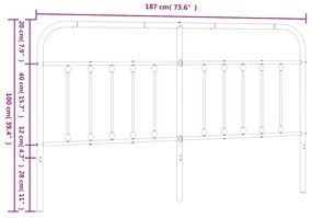 vidaXL Κεφαλάρι Λευκό 180 εκ. Μεταλλικό