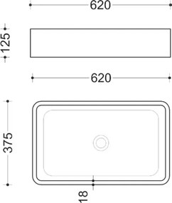 Creta White Gloss 62x38 - Επιτραπέζιος νιπτήρας