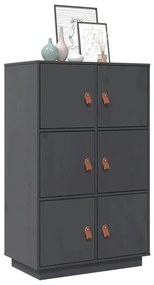 vidaXL Ντουλάπι Ψηλό Γκρι 67x40x108,5 εκ. από Μασίφ Ξύλο Πεύκου