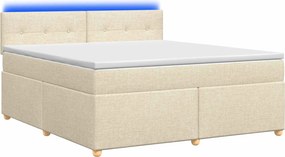vidaXL Κρεβάτι box spring με στρώμα Κρεμ 140 x 190 cm Ύφασμα