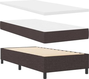 vidaXL LED Κρεβάτι με βάθρο Σκούρο Καφέ 100 x 200 cm ύφασμα