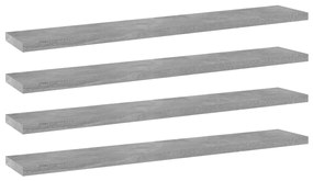 vidaXL Ράφια Βιβλιοθήκης 4 τεμ. Γκρι Σκυροδ. 60x10x1,5 εκ. Μοριοσανίδα