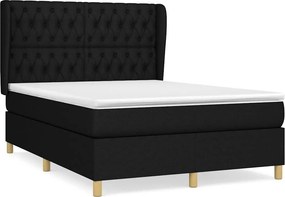 vidaXL Κρεβάτι Boxspring με Στρώμα Μαύρο 140x200 εκ. Υφασμάτινο
