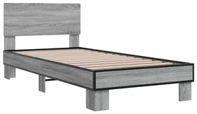 vidaXL Πλαίσιο Κρεβατιού Γκρι Sonoma 100x200 εκ. Επεξ. Ξύλο &amp; Μέταλλο