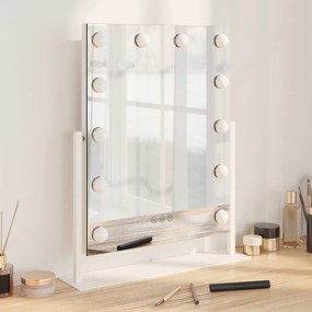 vidaXL Καθρέφτης Vanity LED Λευκό 44 x 10 x 53 εκ Γυαλί και Χάλυβας