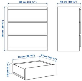 MALM έπιπλα υπνοδωματίου, 3 τεμ. 494.834.12