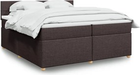 vidaXL Κρεβάτι Boxspring με Στρώμα Σκούρο Καφέ 200x200 εκ. Υφασμάτινο