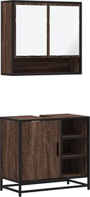 vidaXL Σετ Επίπλων Μπάνιου 2 Τεμαχίων Καφέ Δρυς από Τεχν. Ξύλο