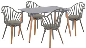 ΣΕΤ ΤΡΑΠΕΖΑΡΙΑΣ 5ΤΜΧ ANAIS HM21176 MDF TOP ΣΕ ΓΚΡΙ--P.P. &amp; PU ΣΕ ΓΚΡΙ