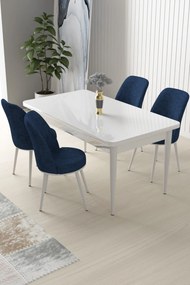 Dining Table &amp; Chairs Set (5 Pieces) Nil - White, Navy Blue White
Navy Blue