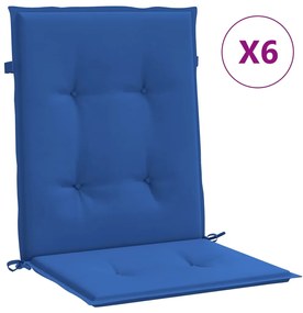 vidaXL Μαξιλάρια Καρέκλας Κήπου Πλάτη 6τεμ Μπλε Ρουά 100x50x3εκ Oxford