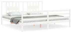 vidaXL Πλαίσιο Κρεβατιού με Κεφαλάρι Λευκό 200x200 εκ. Μασίφ Ξύλο