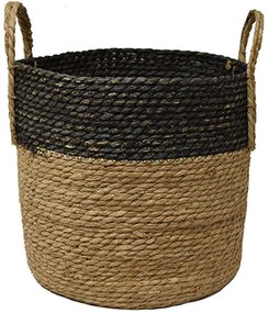 Καλάθι 00.06.67491 Φ35x33cm Ψάθινο Natural-Black Mat