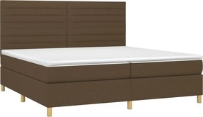 vidaXL Κρεβάτι Boxspring με Στρώμα &amp; LED Σκ.Καφέ 200x200εκ. Υφασμάτινο