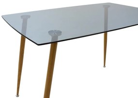Σετ Τραπεζαρίας Chloe - Julita 5 τεμ Γυάλινο 8χιλ Ανθρακί με Φυσικό Πόδι 120x70x75εκ. 120x70x75 εκ.