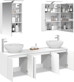 vidaXL Σετ Ντουλαπιών Μπάνιου 5 pcs Λευκό Επεξεργασμένο Ξύλο