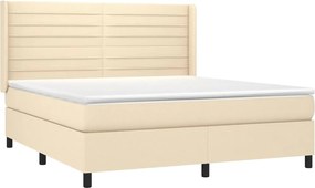 vidaXL Κρεβάτι Boxspring με Στρώμα Κρεμ 180x200 εκ. Υφασμάτινο